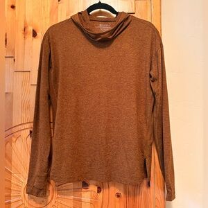 Athleta Women's Long Sleeve Hooded Pullover in Rust Brown